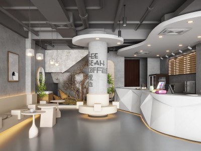 侘寂奶茶咖啡店3D模型下载